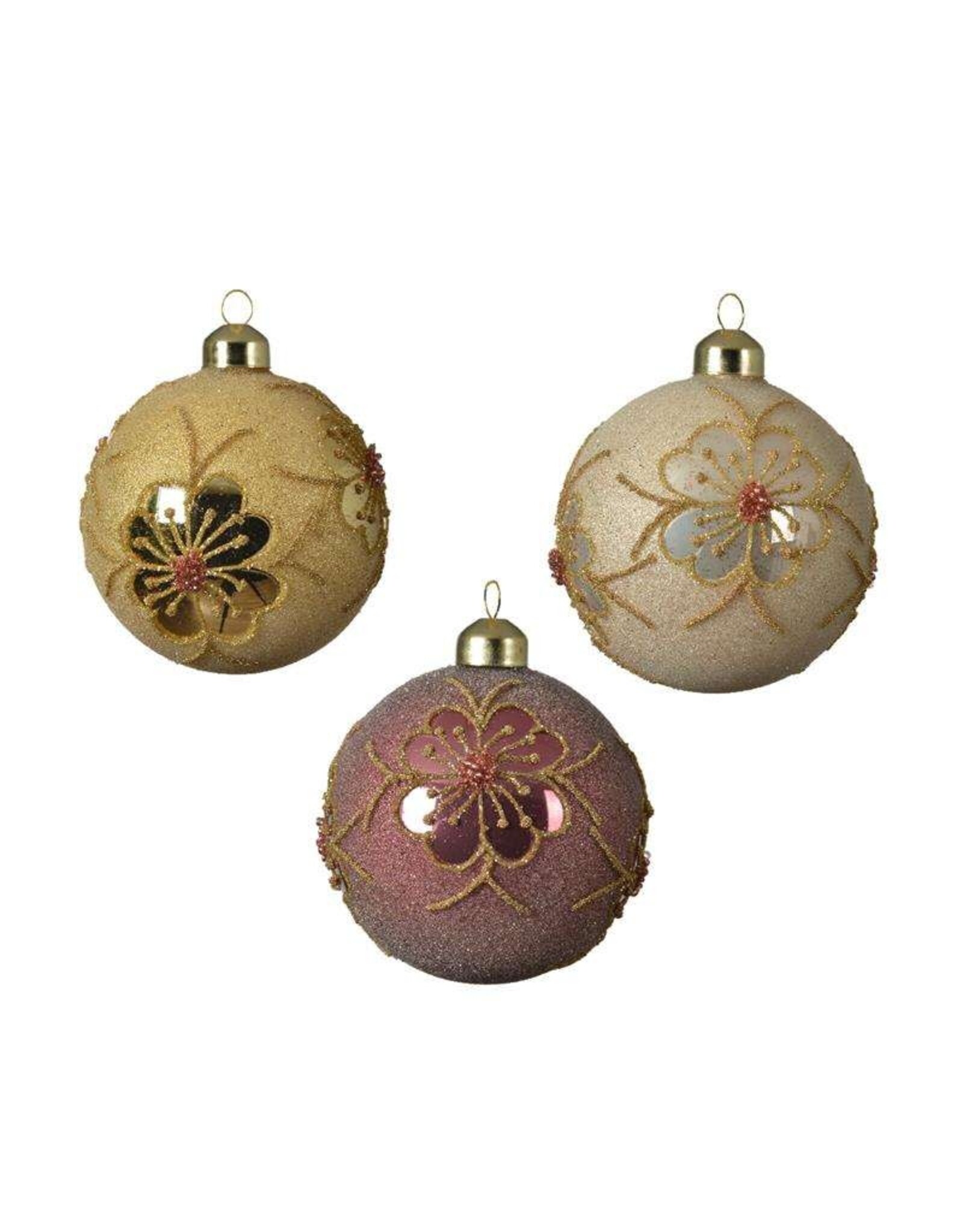 Decoris Decoris Kerstballenset a 3 stuks roze 8cm glas