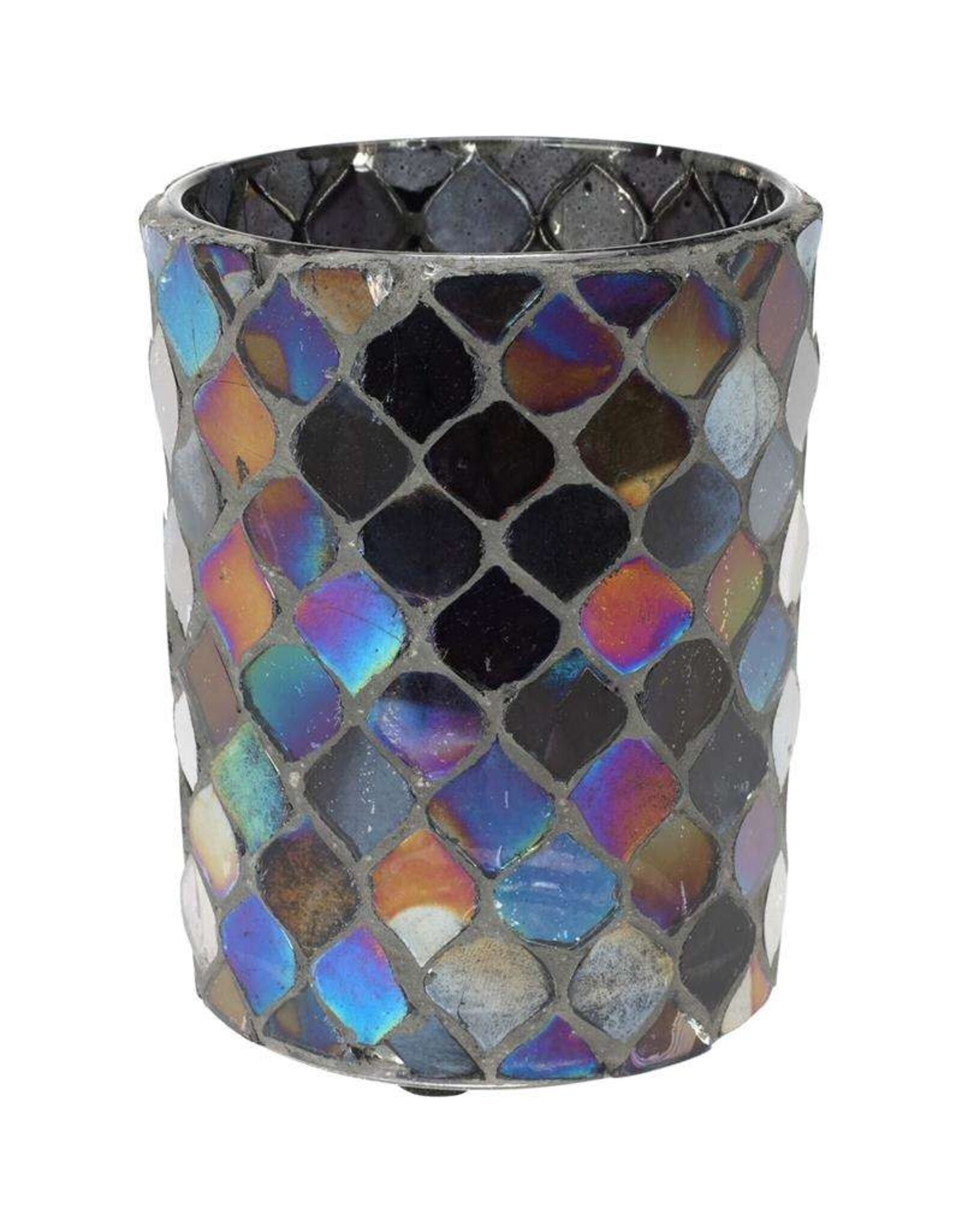 Decoris Theelichthouder Ø8x10cm glas mozaiek