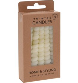 HOME & STYLE Mini kaarsjes gedraaid 10cm set a 10 stuks ivoor