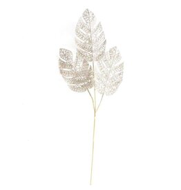 Decoris Monstera tak met glitter bladeren 78cm champagne