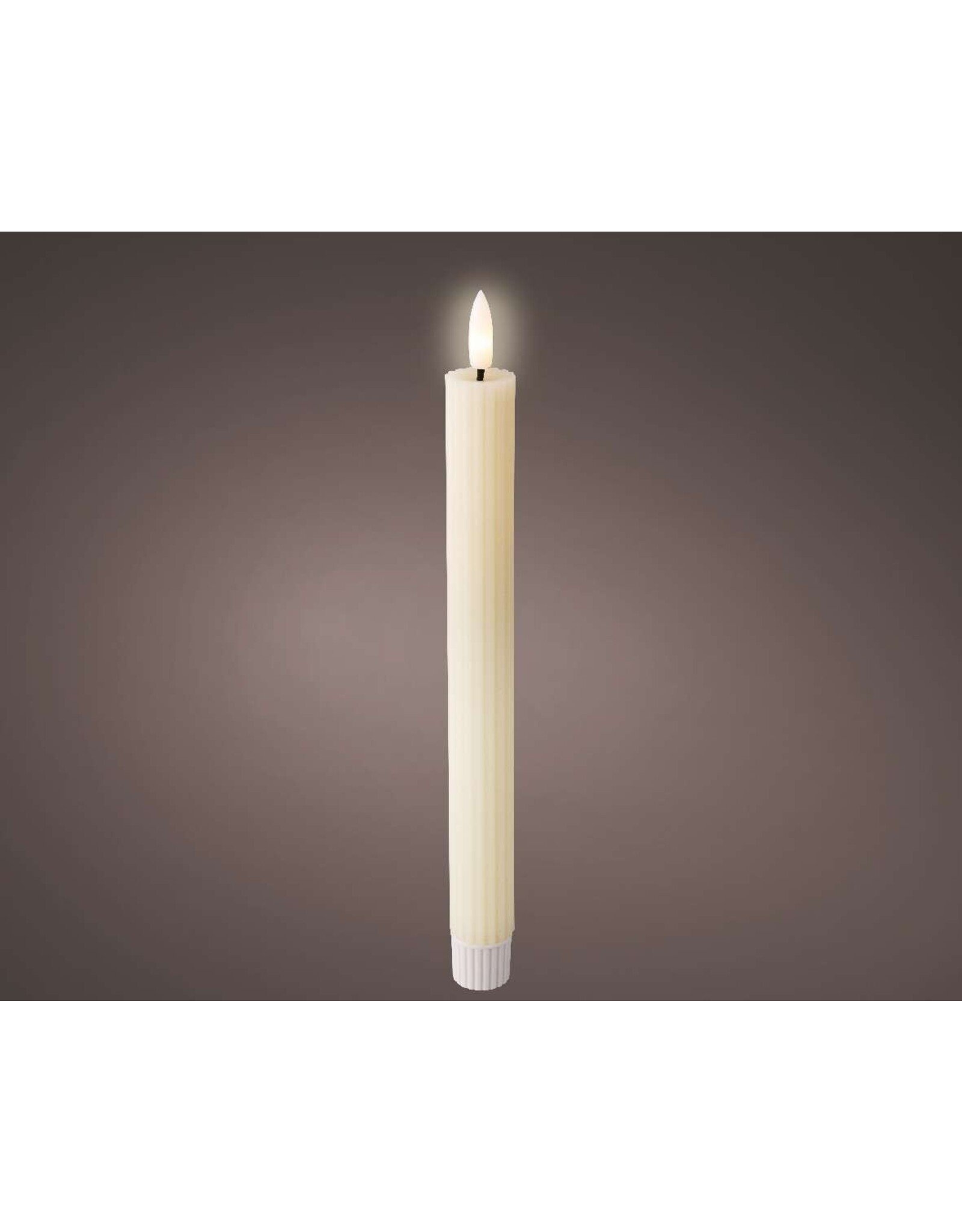 lumineo Lumineo LED dinerkaars wax ribbel Crème 2 stuks- H24,5cm Dia 2,2 cm- met 6 uurs timer-werkt op batterijen 2x AAA ( niet inbegrepen)