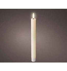 lumineo Lumineo LED dinerkaars wax ribbel Crème 2 stuks- H24,5cm Dia 2,2 cm- met 6 uurs timer-werkt op batterijen 2x AAA ( niet inbegrepen)