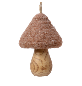 Decoris Houten kerstornament - Paddenstoel - Bruin