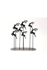 HBX natural living Deco Hummy tafereel van 7 herten metaal op standaard 28x10x30cm zwart