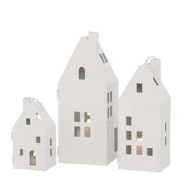 Boltze Home Boltze Home Lantaarn metaal Vybano set a 3 stuks in huis model - wit H18cm, H26cm en H32cm