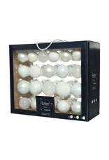 Decoris Kerstballenset van glas winter wit box a 42 stuks