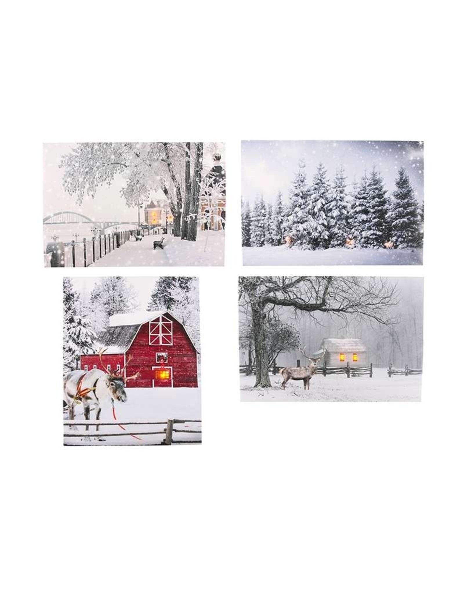 MERKLOOS Canvas LED winter 30x40cm met timer (1 stuk) assorti