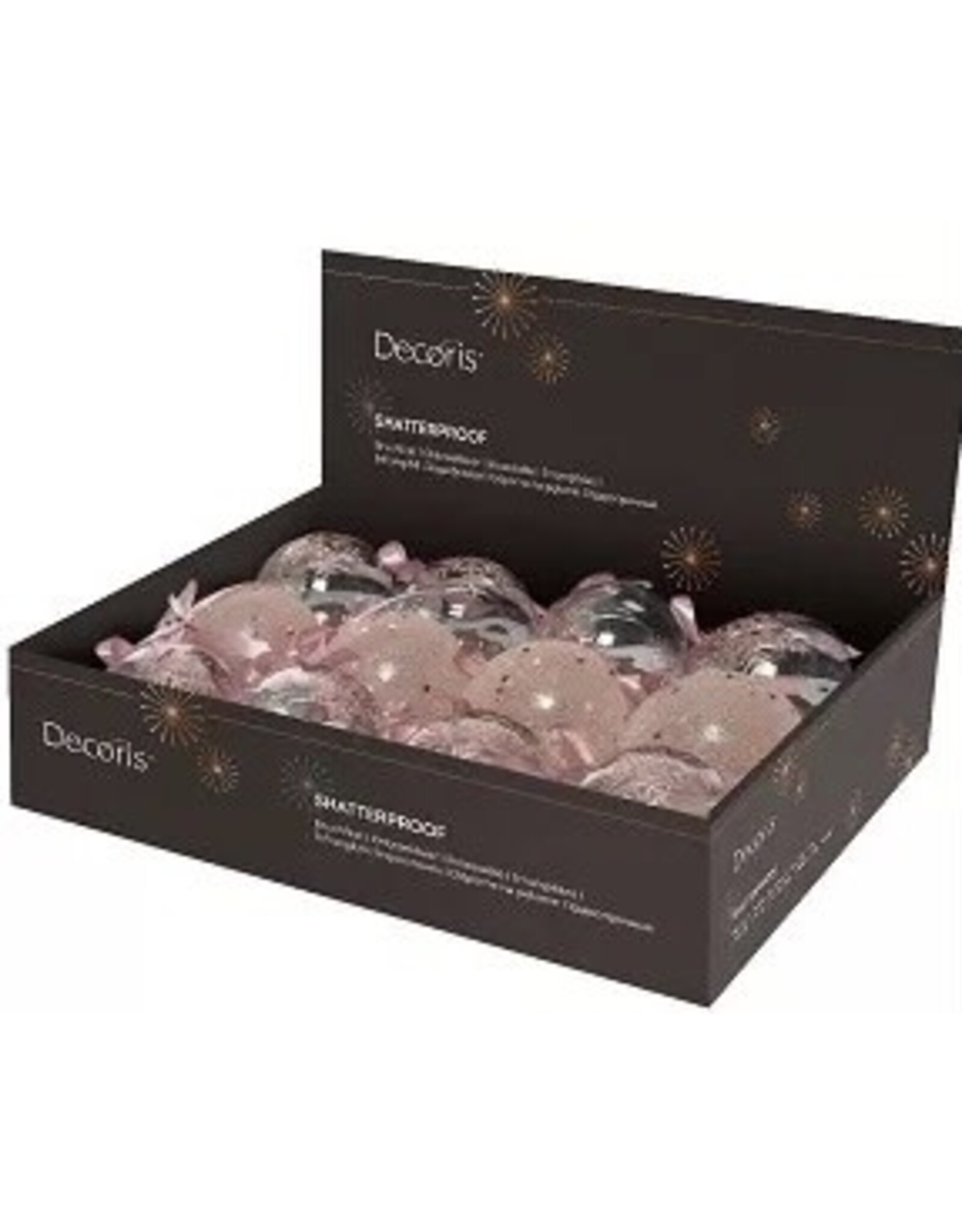 Decoris Decoris Kerstballen van kunststof 3 assorti kleuren  blush pink