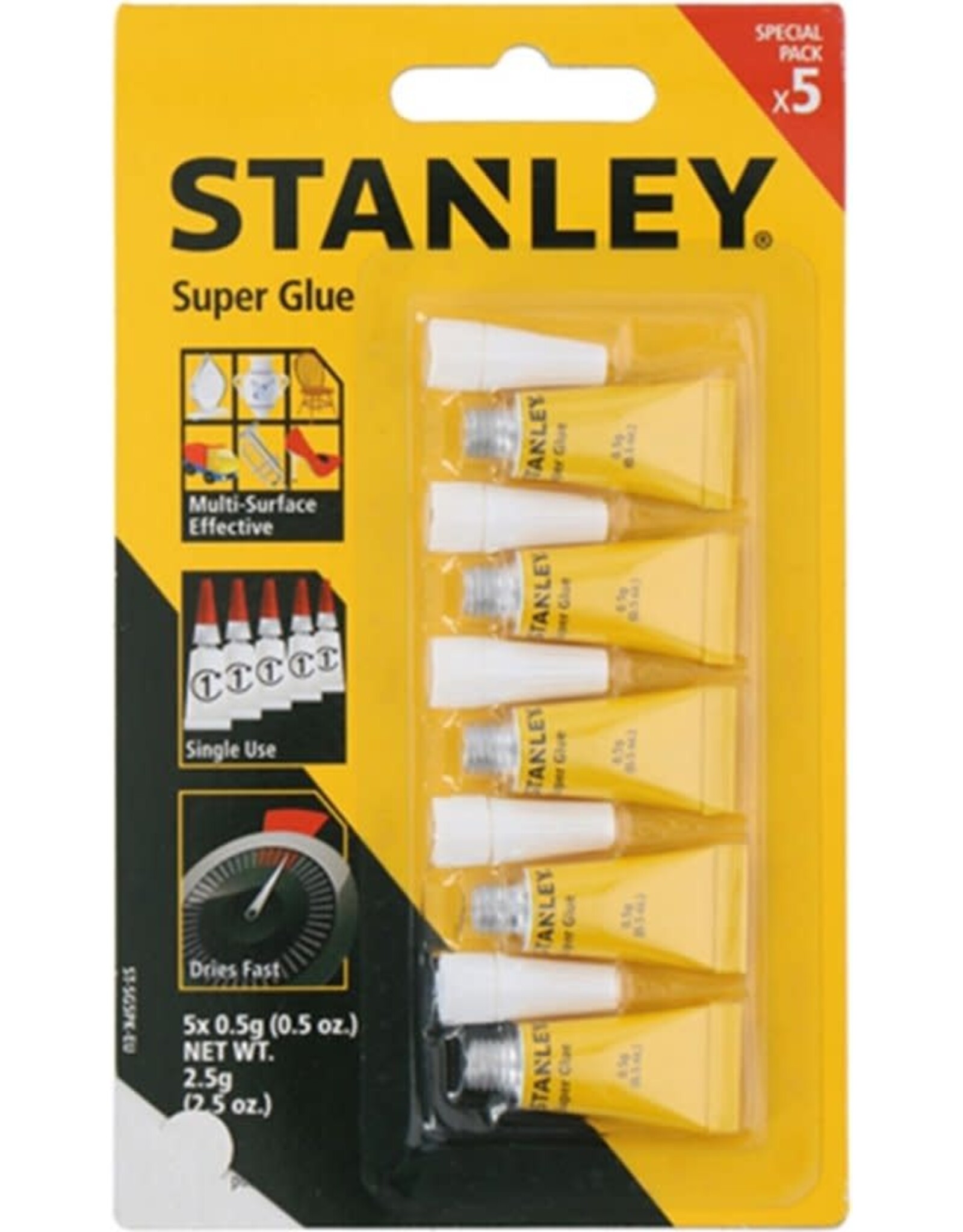 Stanley Stanley Secondelijm - 5 Delig - 0.5 Gram per Tube