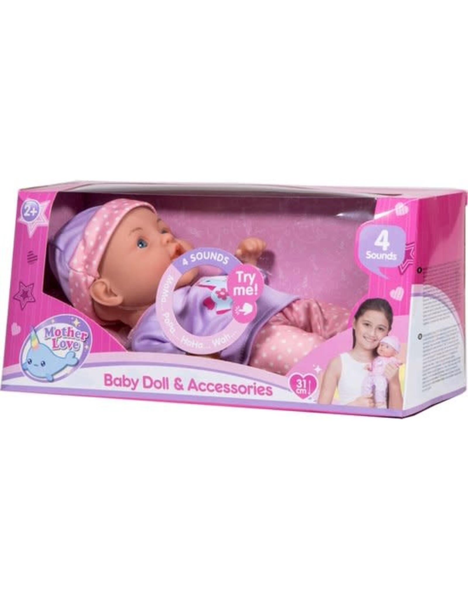 mother love Mother Love Met 4 Geluiden 31 Cm Roze