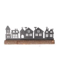 HBX natural living Deco stam met huisjes metaal 30x11x2,5cm