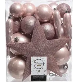 Decoris Decoris kerstboomdecoratie Marilene roze mix 33-delig