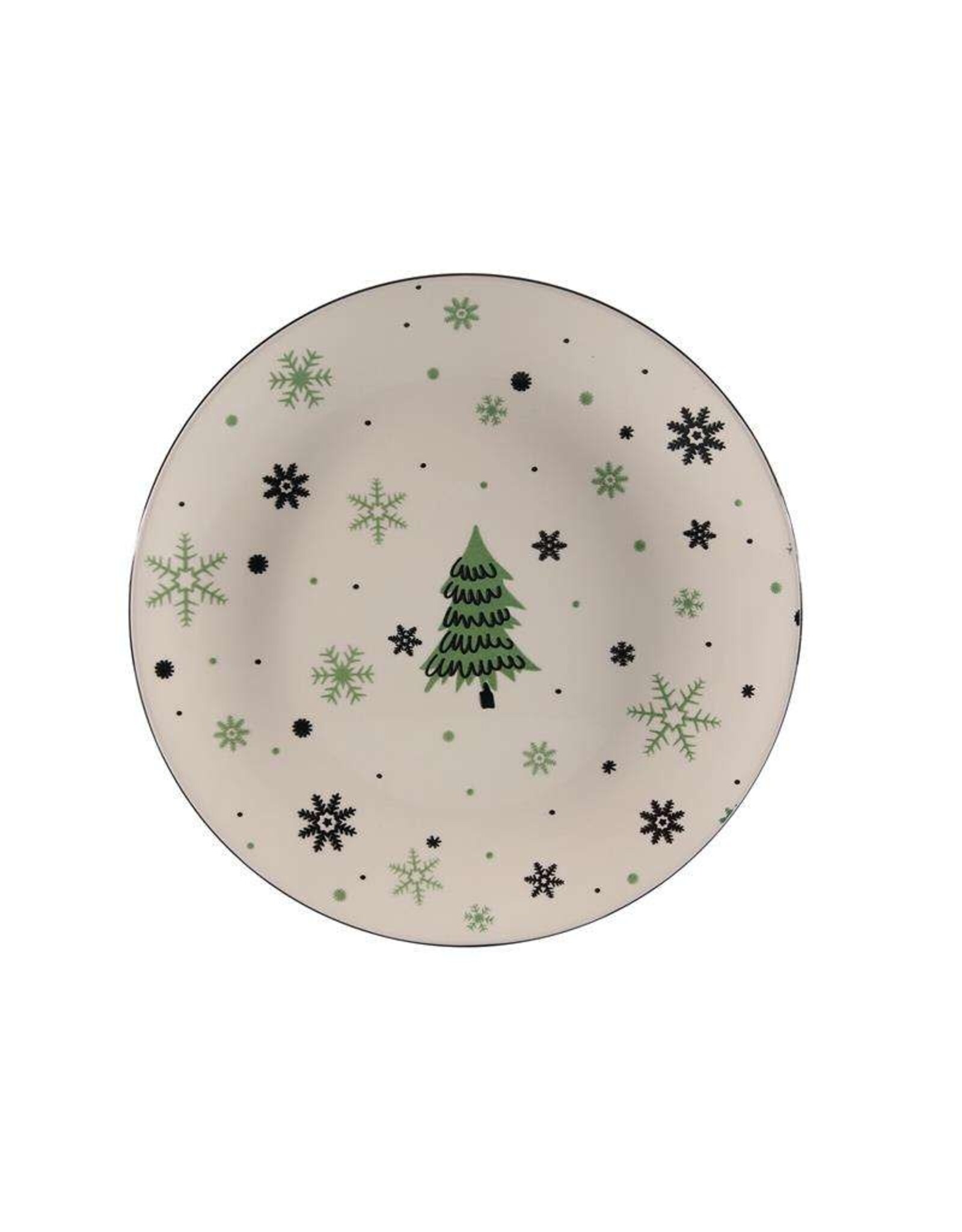 Decoris Bord porselein met kerstboom afbeelding Ø26,5cm