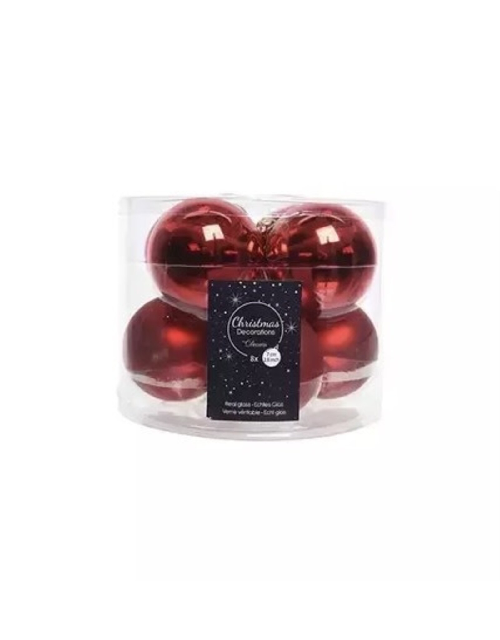 Decoris Kerstbal Glas 7.00cm 8 stuks - Rood