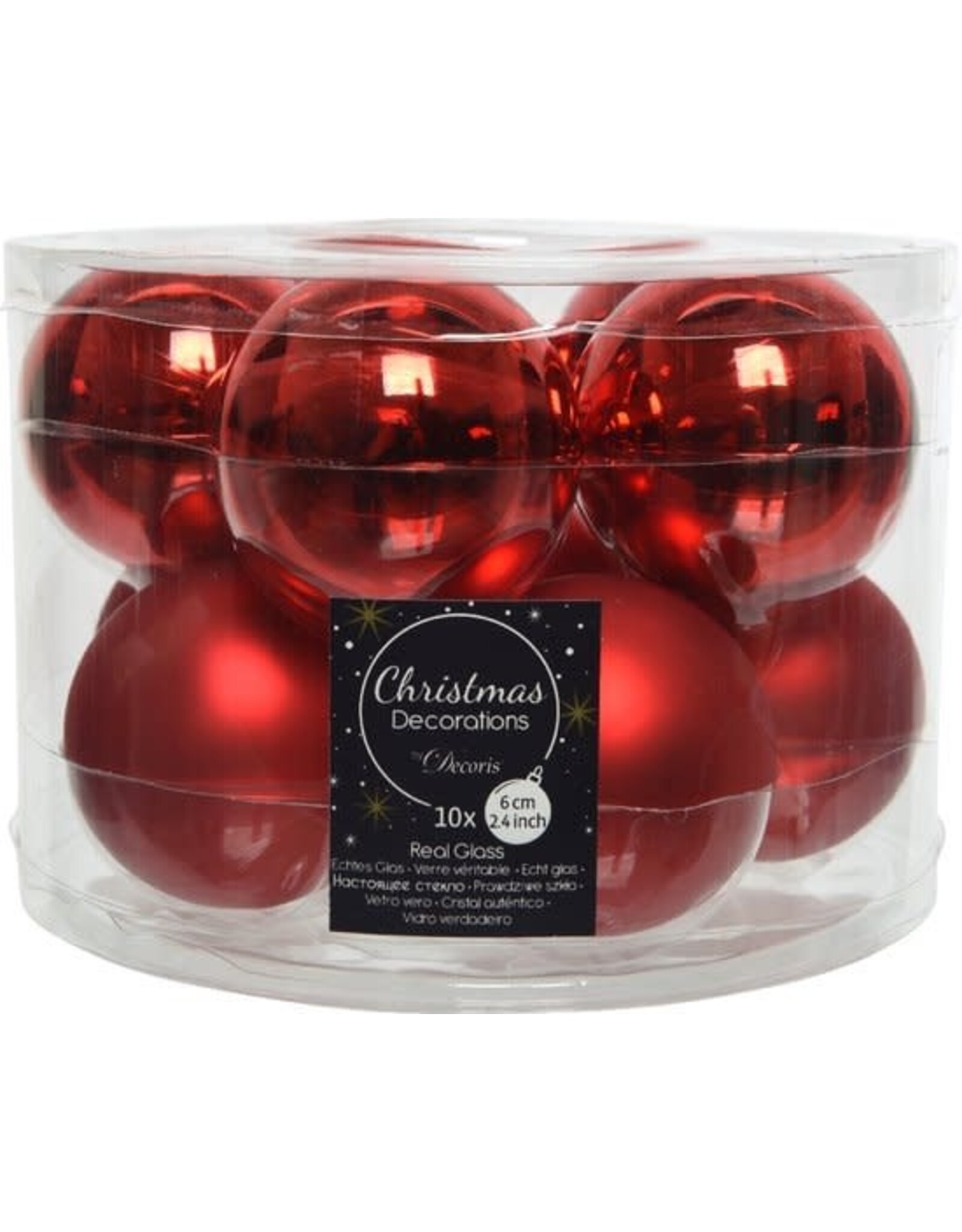 Decoris Kerstbal Glas 6.00cm 10 stuks - Rood