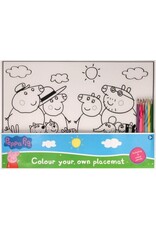 Hasbro Placemat om in te kleuren wisbaar Peppa Pig incl. 6 kleurpotloden
