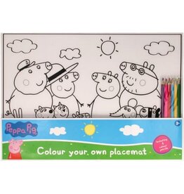 Hasbro Placemat om in te kleuren wisbaar Peppa Pig incl. 6 kleurpotloden