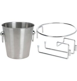 EXCELLENT HOUSEWARE RVS champagnekoeler/ijsemmer met houder voor aanrecht of tafel - 3 liter - 22 x 22 cm