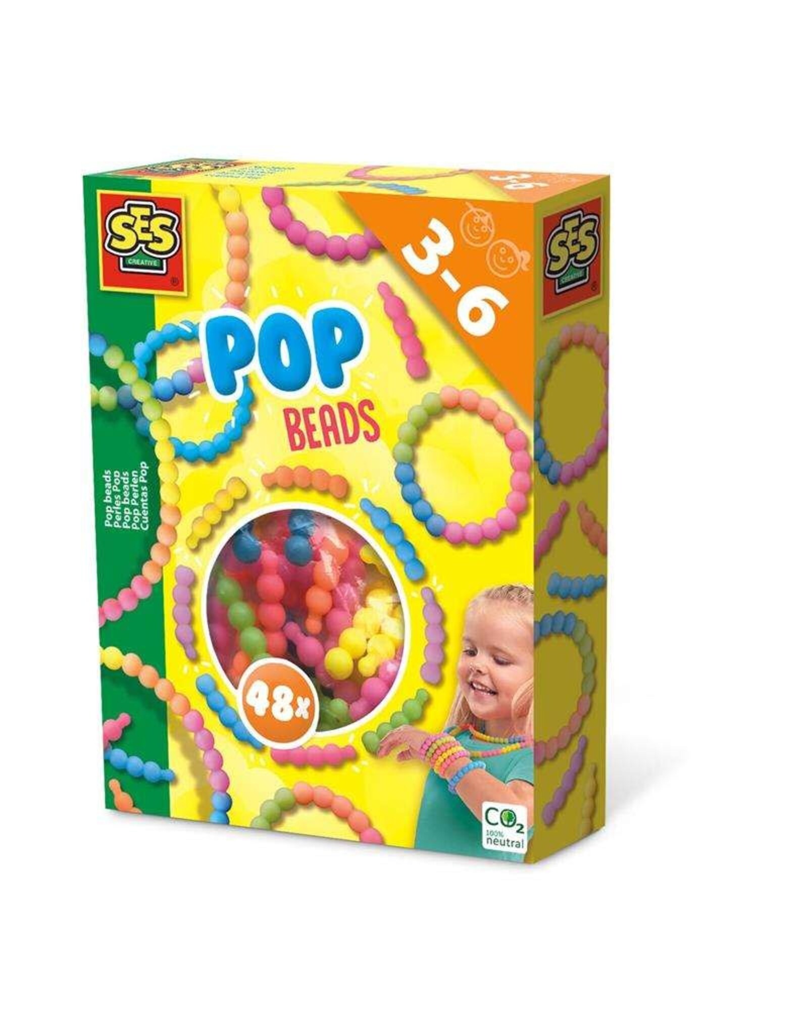 Ses SES - Pop beads - 48 stuks - maak mooie kettingen of armbanden - makkelijk aan elkaar te poppen