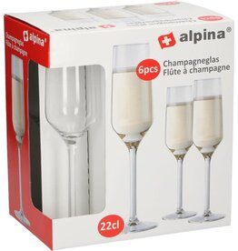 ALPINA alpina Champagne Glazen - Flûte - 220 Milliliter - 6 Stuks