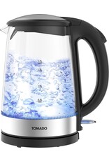 TOMADO Tomado TWK1706G - Glazen waterkoker - 1,7 liter - Blauw LED verlichting - Waterniveau indicator - Uitneembaar Kalkfilter - 2200 watt