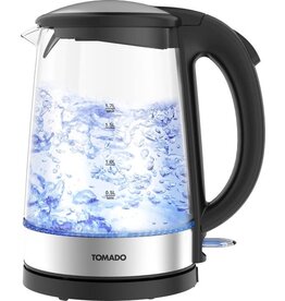 TOMADO Tomado TWK1706G - Glazen waterkoker - 1,7 liter - Blauw LED verlichting - Waterniveau indicator - Uitneembaar Kalkfilter - 2200 watt