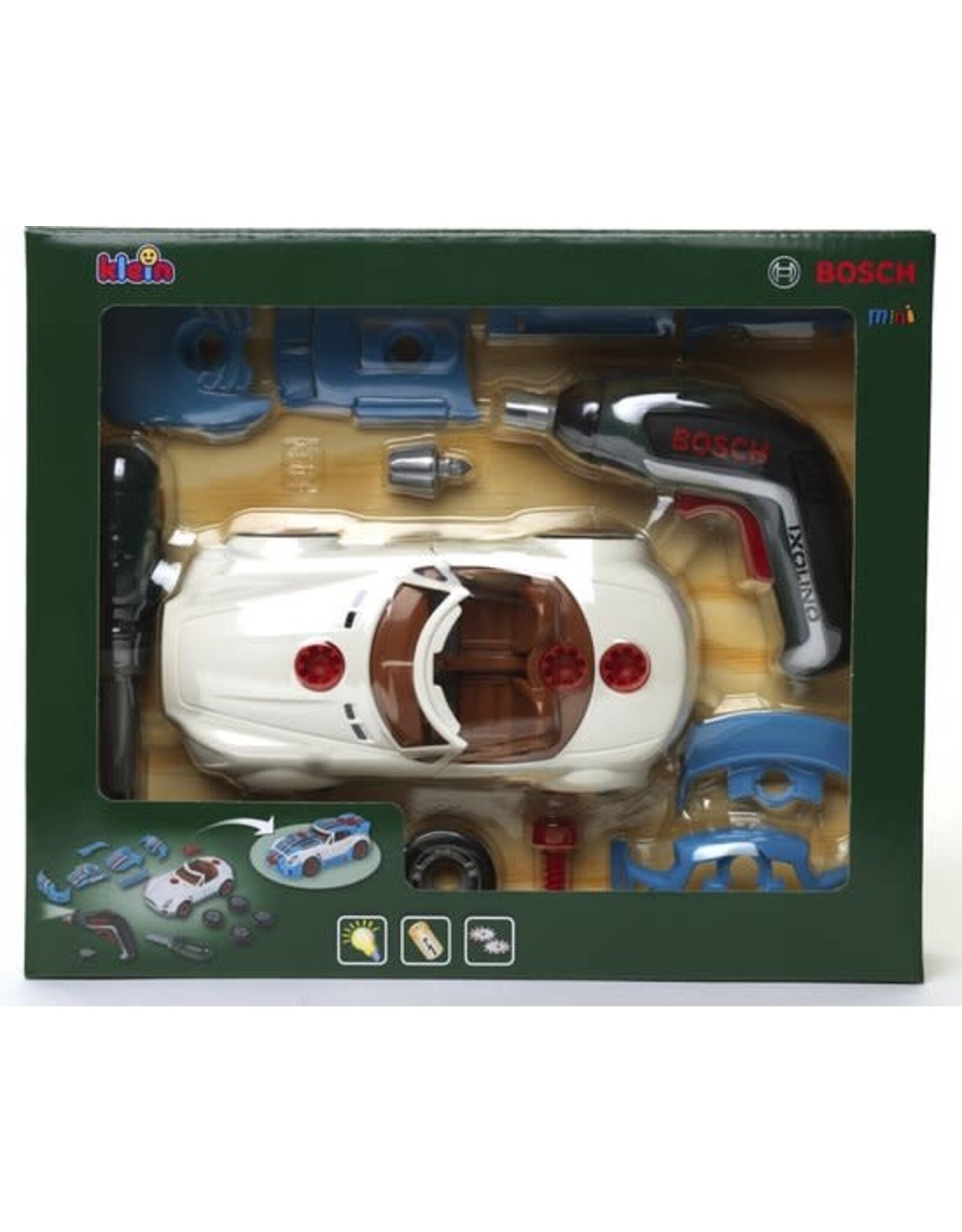 Klein Klein Toys Bosch Ixolino II autotuning set - demonteerbare auto, accu-schroevendraaier en schroevendraaier