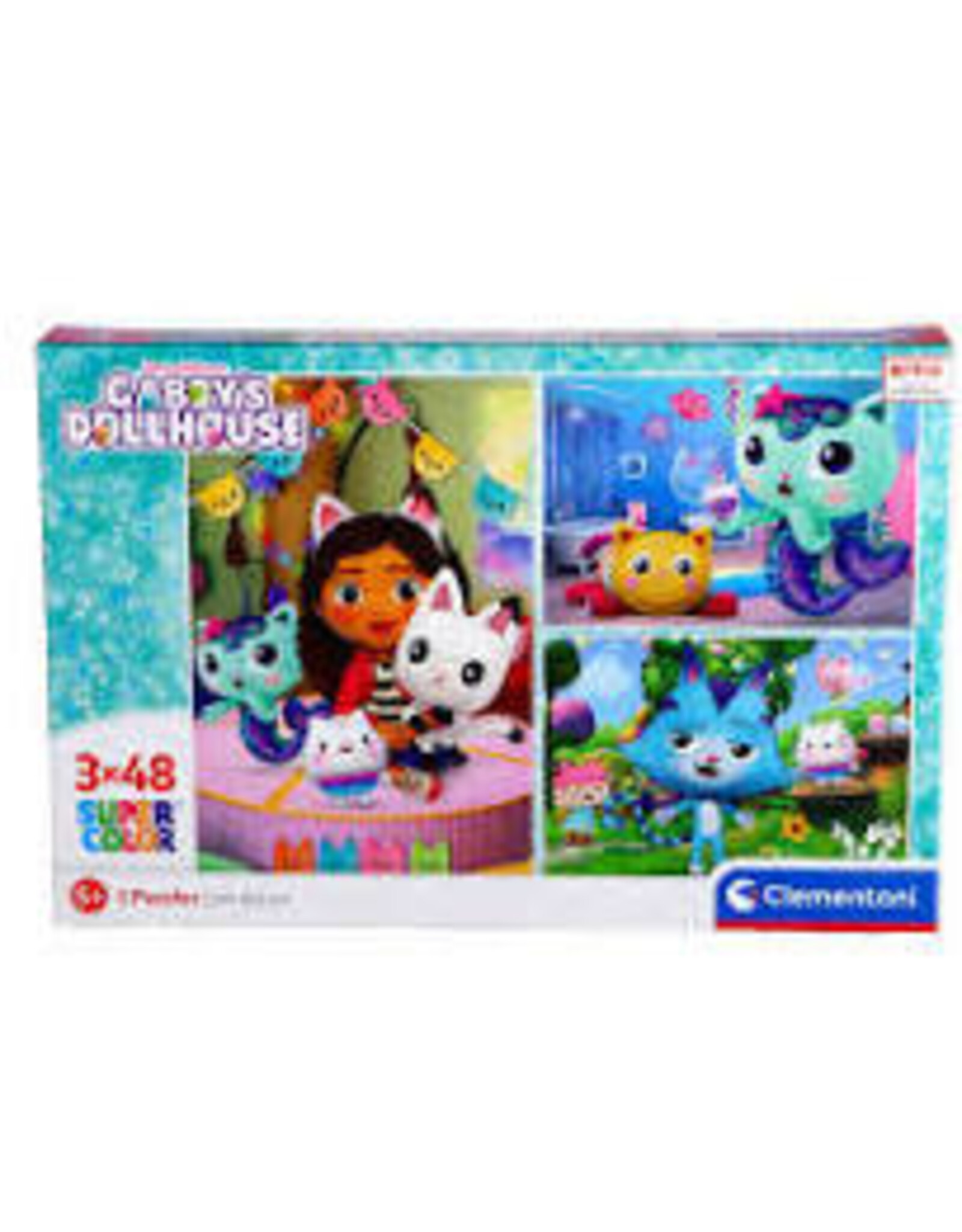 CLEMENTONI Clementoni Kinderpuzzels - Gabby's Dollhouse 3 Puzzels van 48 Stukjes, Puzzel, 4+ jaar - 25289