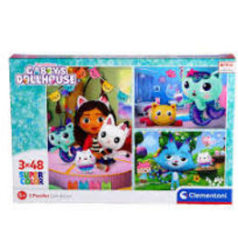 CLEMENTONI Clementoni Kinderpuzzels - Gabby's Dollhouse 3 Puzzels van 48 Stukjes, Puzzel, 4+ jaar - 25289
