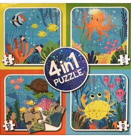 4-in-1 Puzzel - Zeedieren