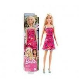 Barbie Barbie Doll Blonde Hair Butterfly Print - Pink And Blue Dress