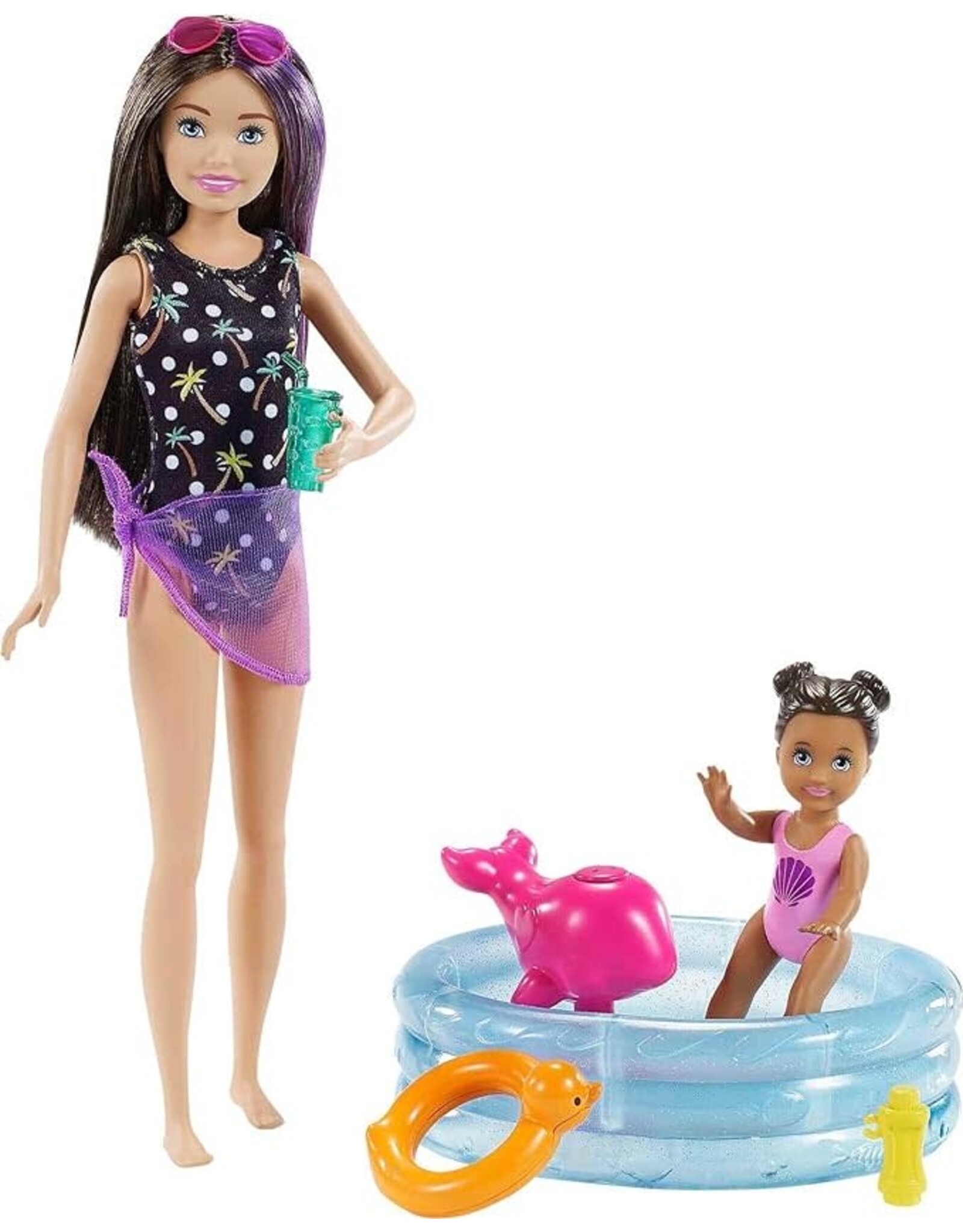 Barbie Barbie Skipper Babysitters Inc Playset with Skipper Doll, Color-Change Small Doll, Pool, Squirt Whale Toy & Accessories