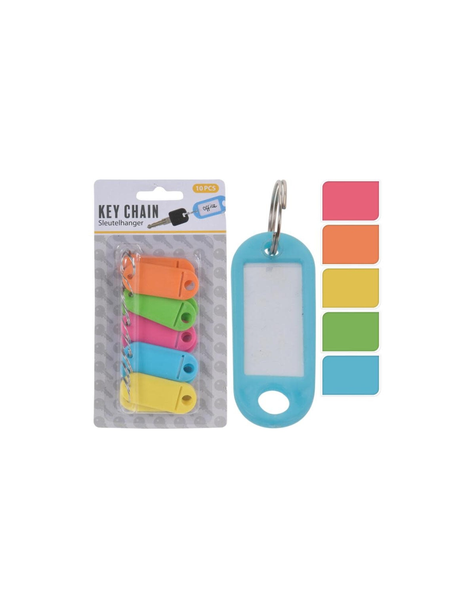 Sleutellabels met verwisselbaar etiket. 10 stuks op kaart
