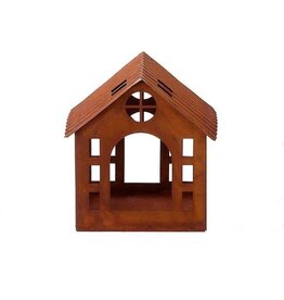 HBX HBX natural living Theelichthouder huisje Domek 12,5x10xh13cm roest