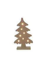 HTL Kerstboom Terry teddy 7xLED bolletjes camel h27xb16cm, 2xAAA excl