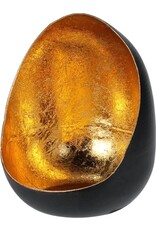 HOME & STYLE Egg Windlicht Zwart/Goud - 8 x 10 cm