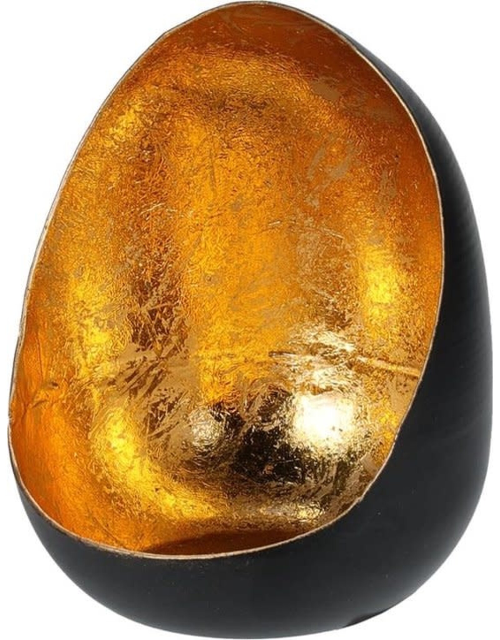 HOME & STYLE Egg Windlicht Zwart/Goud - 8 x 10 cm