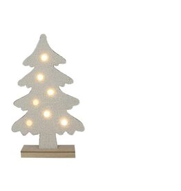 HTL Kerstboom Terry vilt 7xLED bolletjes creme h45xb27cm, 2xAAA excl