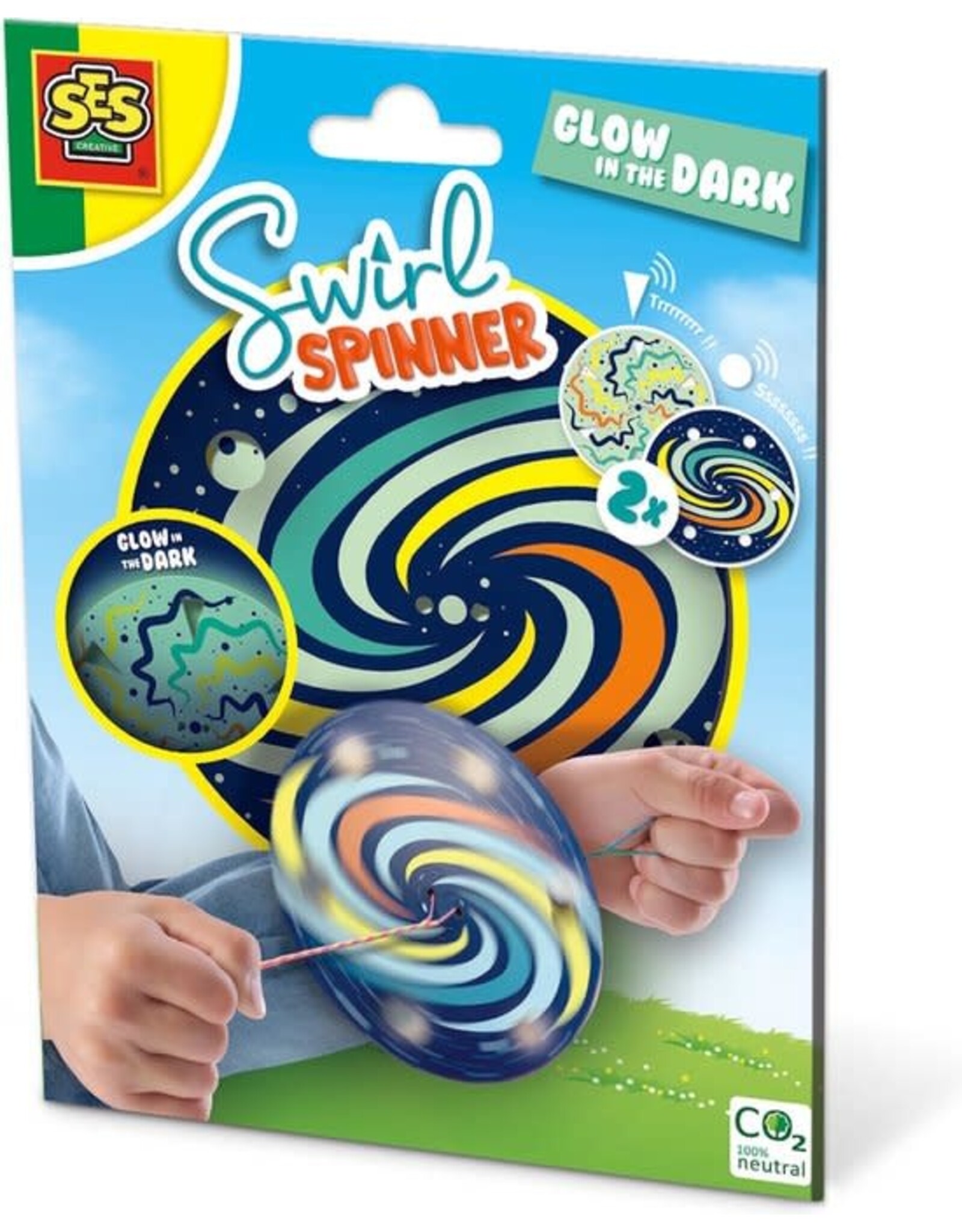 Ses SES - Swirl spinner - Glow in the dark - 2 spinners en neon draad