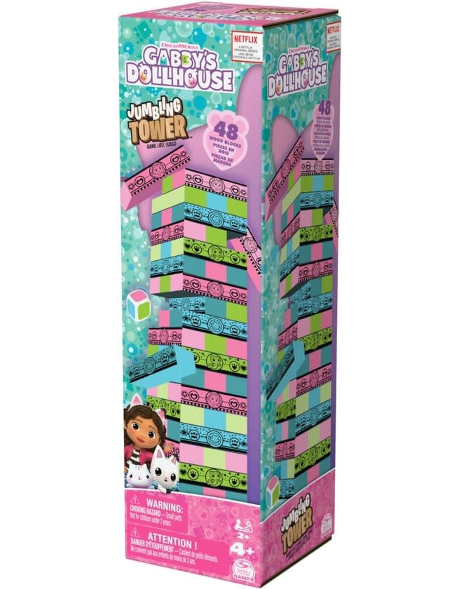 SPIN MASTER Gabby's Poppenhuis - Jumbling Tower - Blokkentoren Spel met 48 houten blokjes