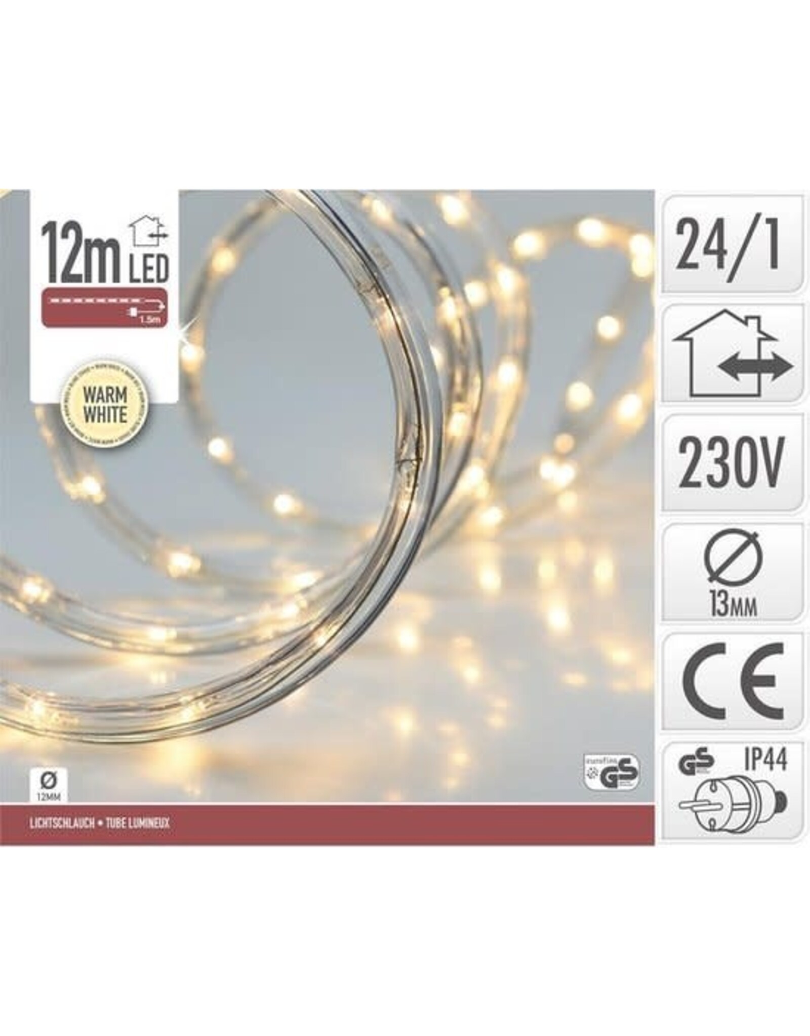 Lichtslang / slangverlichting 12M met 288 LED lampjes - extra warm wit licht