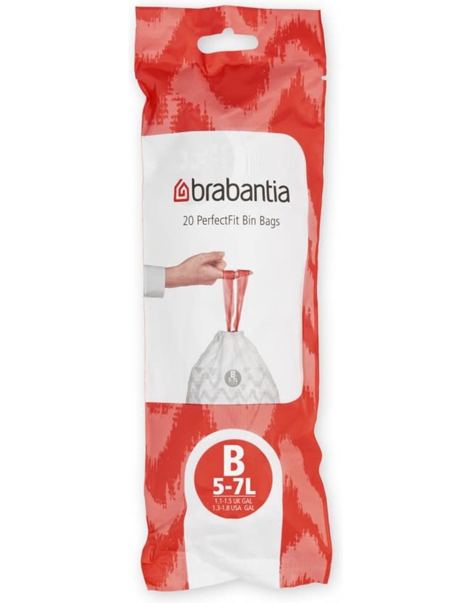 BRABANTIA Brabantia PerfectFit afvalzak met trekbandsluiting code B. 5 liter, 20 stuks/rol - White