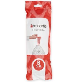 BRABANTIA Brabantia PerfectFit afvalzak met trekbandsluiting code B. 5 liter, 20 stuks/rol - White