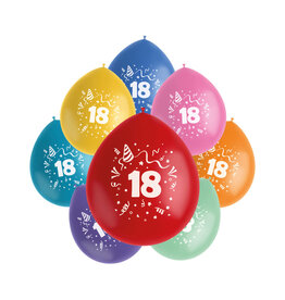 FOLAT Ballonnen 18 Jaar Gekleurd 23cm 8st