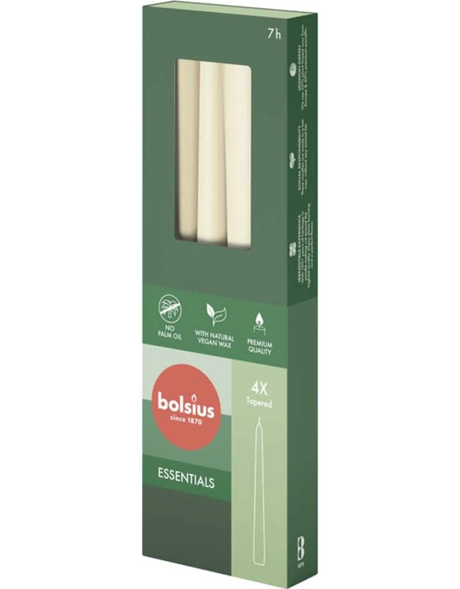 BOLSIUS Bolsius Essentials Gotische kaarsen 245/24 Soft Pearl 4 stuks in verpakking