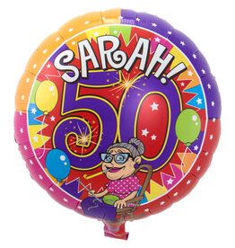 FOLAT Folat Sarah 50 jaar Knalfeest folieballon - 45 cm