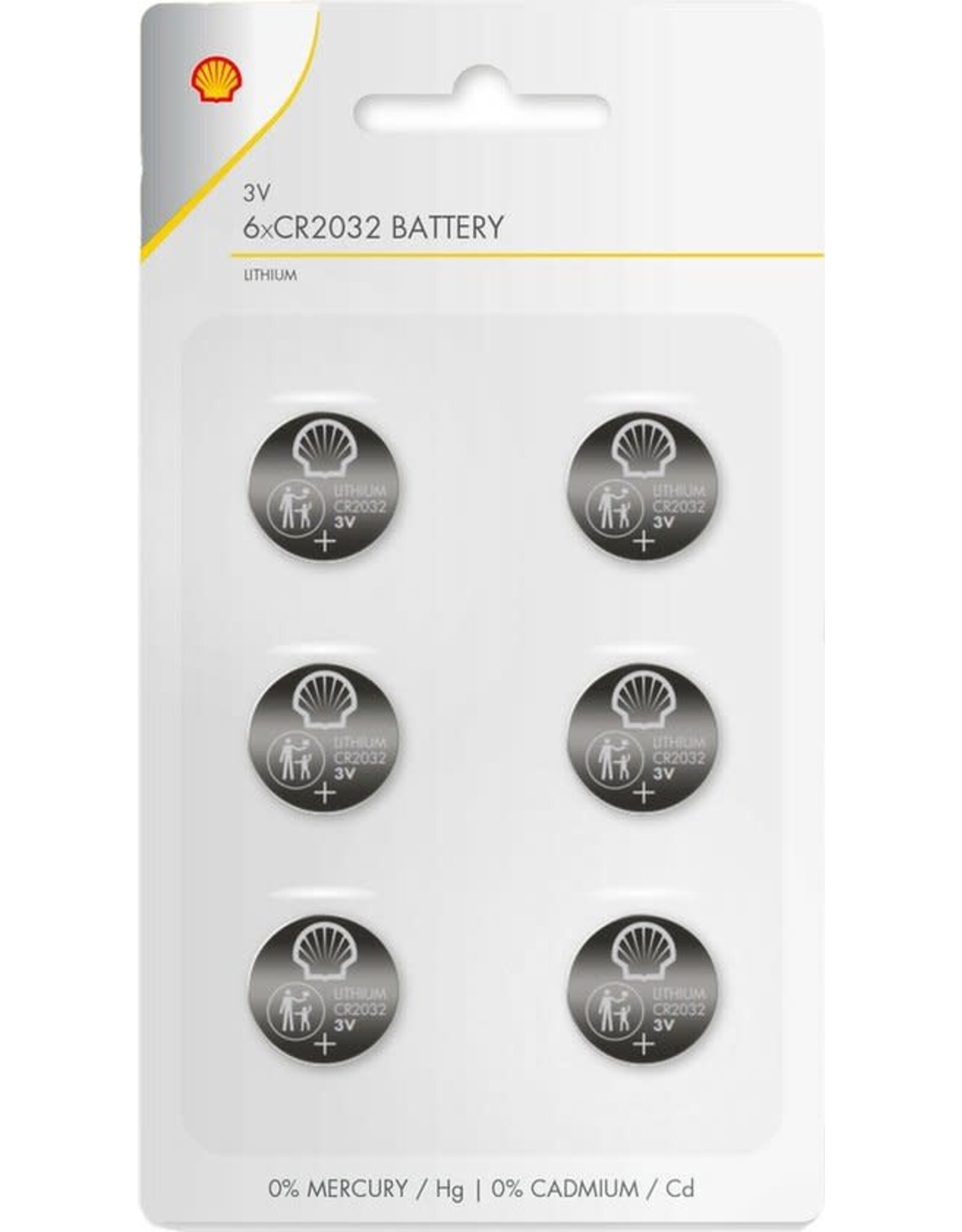 MERKLOOS Shell Batterijen knoopcel  CR2032 - 6x stuks - Lithium - Platte batterijen