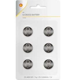 MERKLOOS Shell Batterijen knoopcel  CR2032 - 6x stuks - Lithium - Platte batterijen