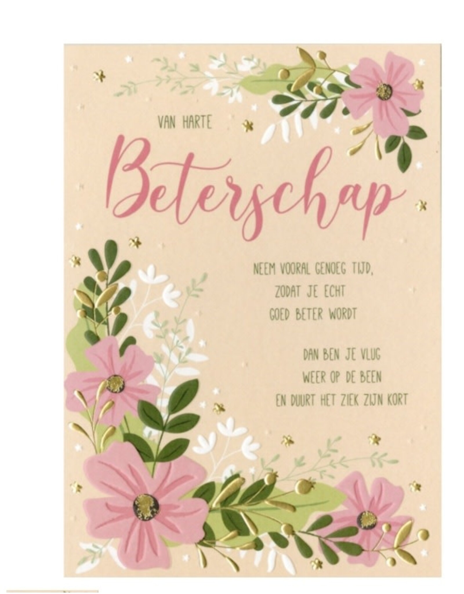 PaPerClip PaPerClip Wenskaart – Van harte beterschap lichtroze