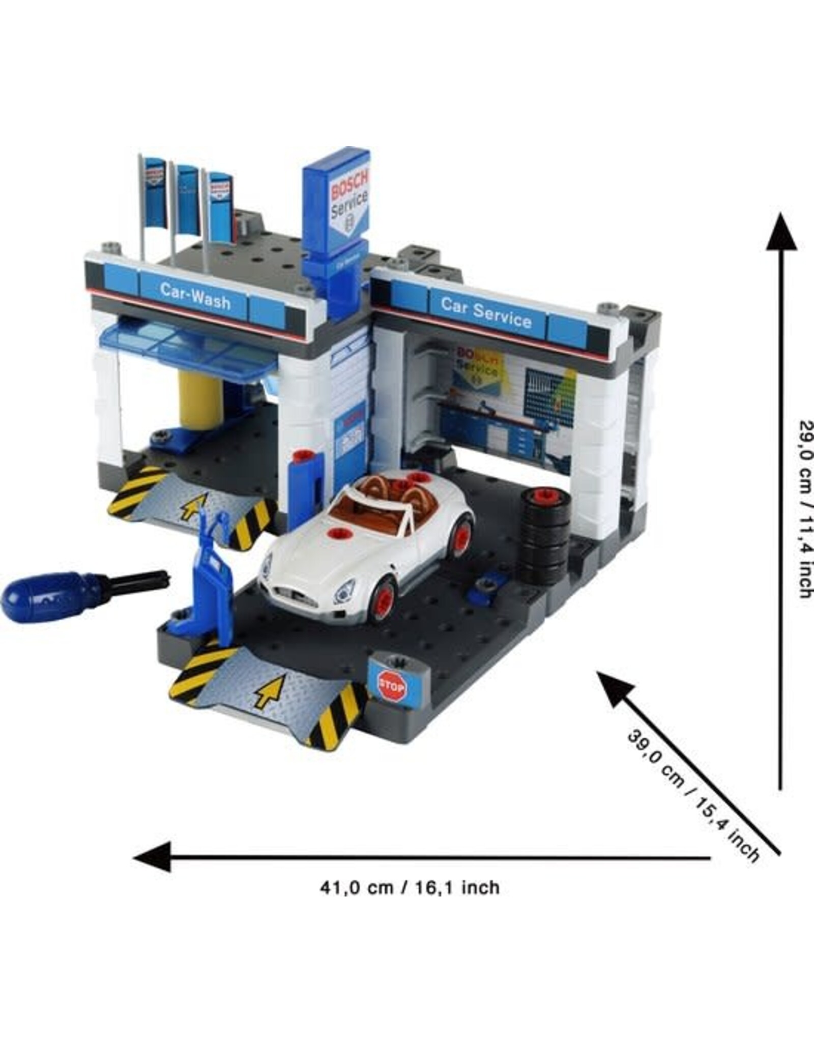 Klein Theo Klein bosch car service speelgoed servicestation met wasstraat